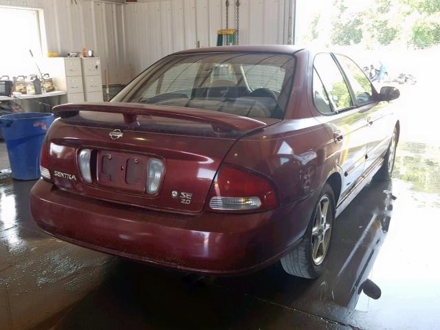 3N1BB51D81L111212 - 2001 NISSAN SENTRA SE BURGUNDY photo 4