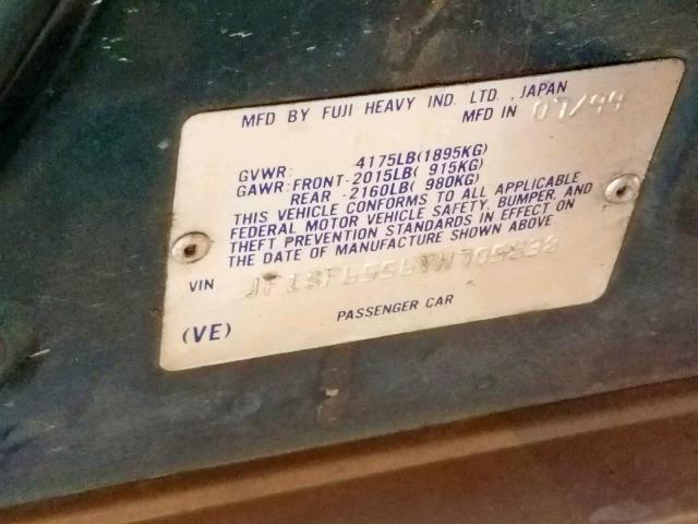 JF1SF6556YH705838 - 2000 SUBARU FORESTER S GREEN photo 10