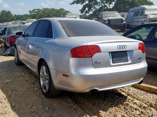 WAUAF78E28A052518 - 2008 AUDI A4 2.0T SILVER photo 3