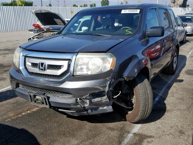 5FNYF4H20BB068771 - 2011 HONDA PILOT LX GRAY photo 2