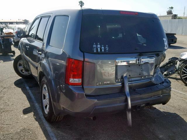 5FNYF4H20BB068771 - 2011 HONDA PILOT LX GRAY photo 3