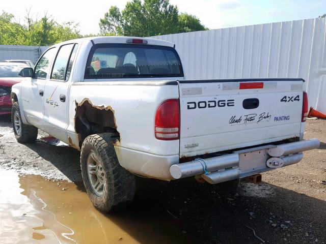 1B7HG48N22S553083 - 2002 DODGE DAKOTA QUA WHITE photo 3