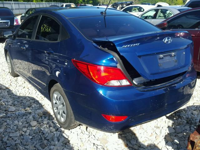 KMHCT4AE4GU031367 - 2016 HYUNDAI ACCENT SE BLUE photo 3