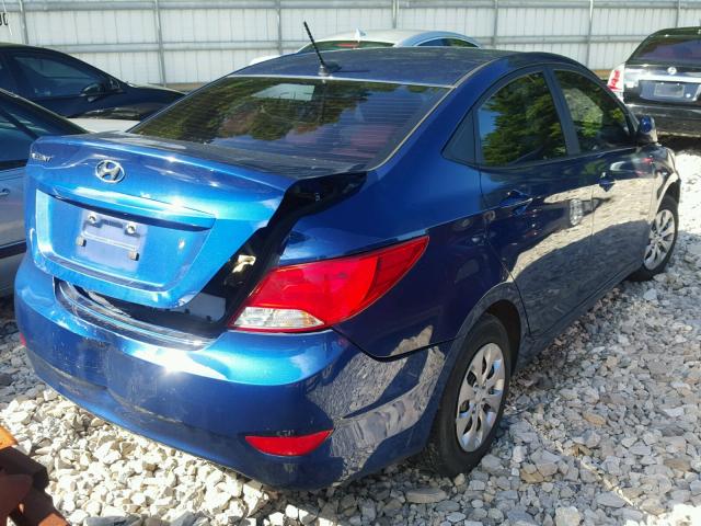 KMHCT4AE4GU031367 - 2016 HYUNDAI ACCENT SE BLUE photo 4