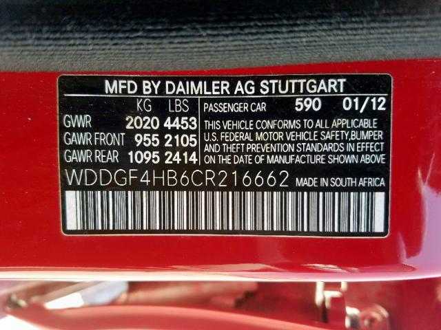 WDDGF4HB6CR216662 - 2012 MERCEDES-BENZ C 250 RED photo 10