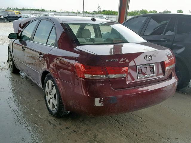 5NPET46C88H364591 - 2008 HYUNDAI SONATA GLS BURGUNDY photo 3