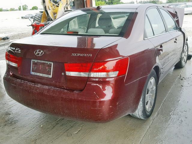 5NPET46C88H364591 - 2008 HYUNDAI SONATA GLS BURGUNDY photo 4