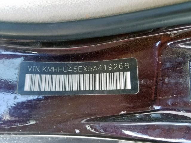 KMHFU45EX5A419268 - 2005 HYUNDAI XG 350 PURPLE photo 10