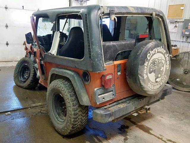 1J4FA49S81P311147 - 2001 JEEP WRANGLER / ORANGE photo 3