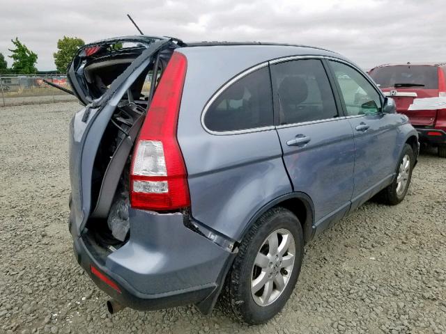 JHLRE48758C057616 - 2008 HONDA CR-V EXL BLUE photo 4