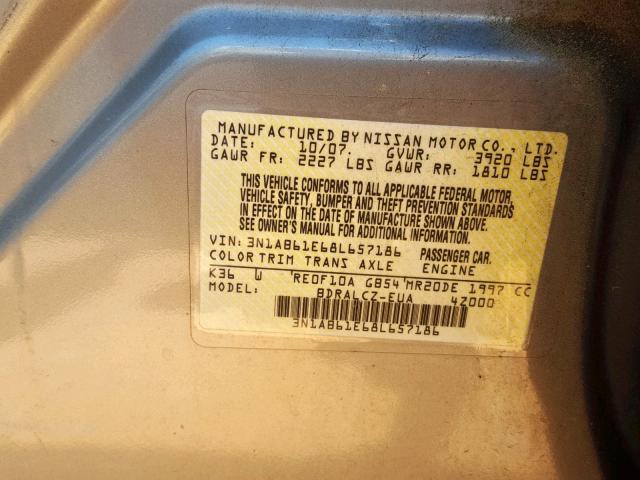 3N1AB61E68L657186 - 2008 NISSAN SENTRA 2.0 SILVER photo 10