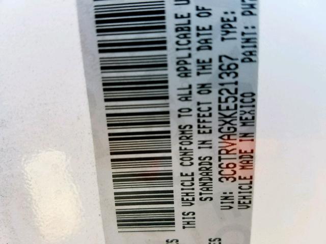 3C6TRVAGXKE521367 - 2019 RAM PROMASTER 白色 照片 10