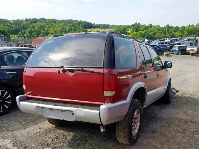 1GNDT13W4S2209366 - 1995 CHEVROLET BLAZER RED photo 4