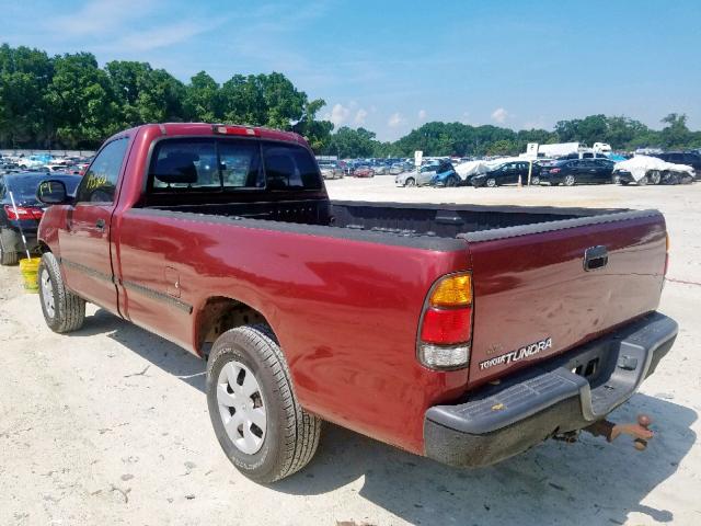 5TBJN32112S256590 - 2002 TOYOTA TUNDRA BURGUNDY photo 3