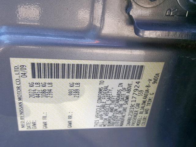 1N4BL21E19C177924 - 2009 NISSAN ALTIMA 3.5 GRAY photo 10