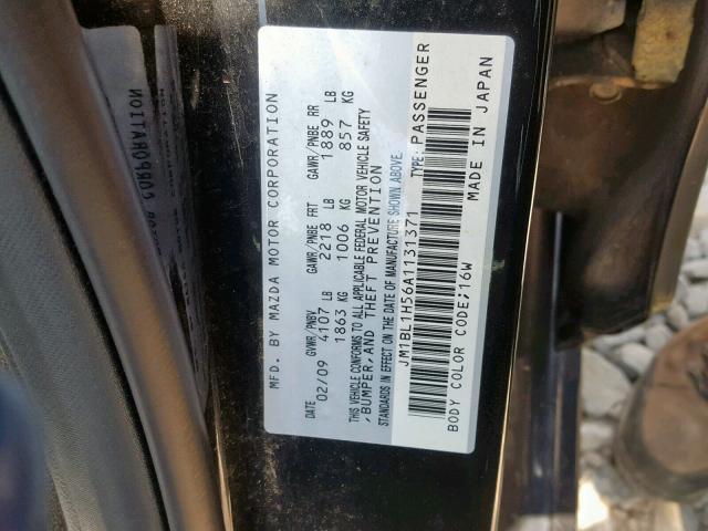 JM1BL1H56A1131371 - 2010 MAZDA 3 S BLACK photo 10