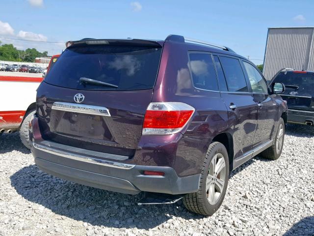 5TDYK3EH7CS052207 - 2012 TOYOTA HIGHLANDER BURGUNDY photo 4