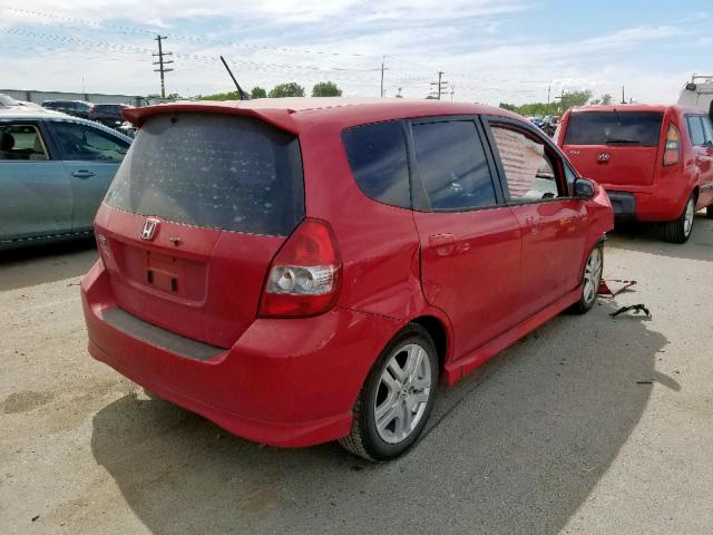 JHMGD38648S004600 - 2008 HONDA FIT SPORT RED photo 4