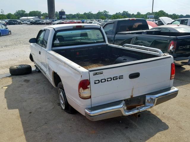 1B7GL22X71S240308 - 2001 DODGE DAKOTA WHITE photo 3