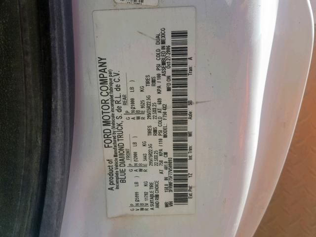 3FRWF75F77V509893 - 2007 FORD F750 SUPER WHITE photo 10