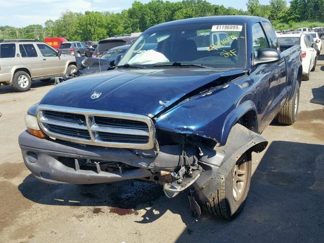 1D7HG12K34S616892 - 2004 DODGE DAKOTA SXT BLUE photo 2