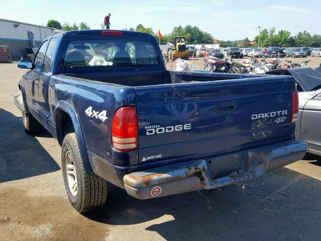 1D7HG12K34S616892 - 2004 DODGE DAKOTA SXT BLUE photo 3