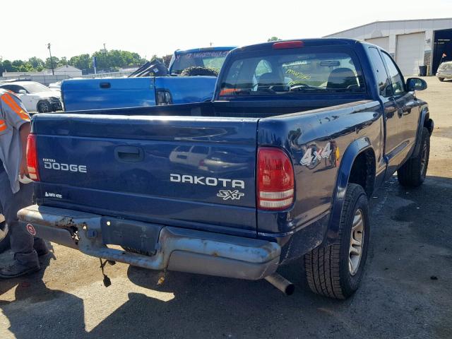 1D7HG12K34S616892 - 2004 DODGE DAKOTA SXT BLUE photo 4