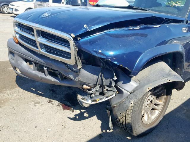 1D7HG12K34S616892 - 2004 DODGE DAKOTA SXT BLUE photo 9