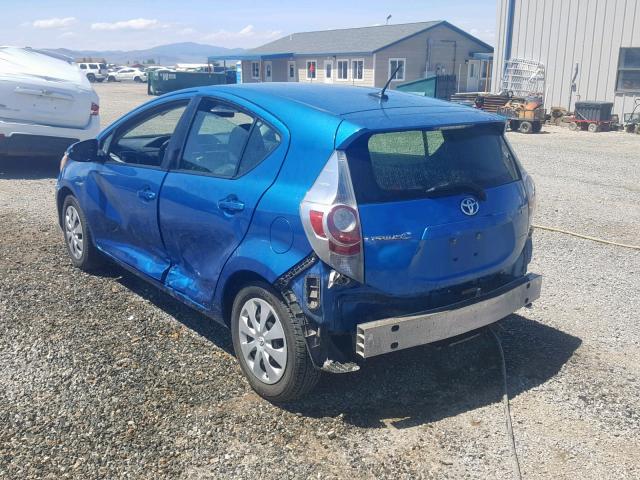 JTDKDTB38D1040476 - 2013 TOYOTA PRIUS C BLUE photo 3