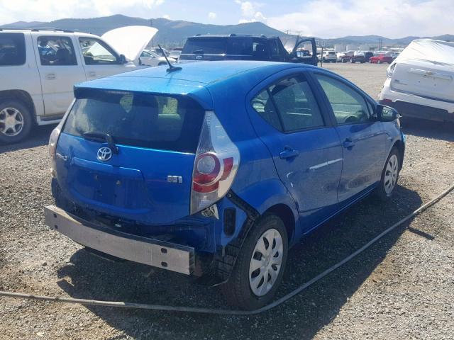 JTDKDTB38D1040476 - 2013 TOYOTA PRIUS C BLUE photo 4