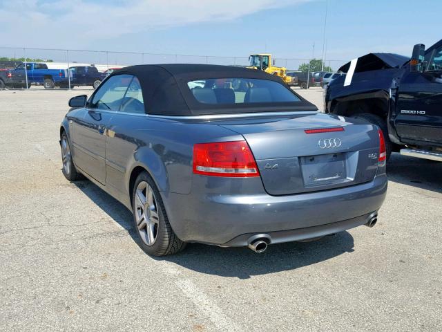 WAUDF48H17K021632 - 2007 AUDI A4 2.0T CA GRAY photo 3