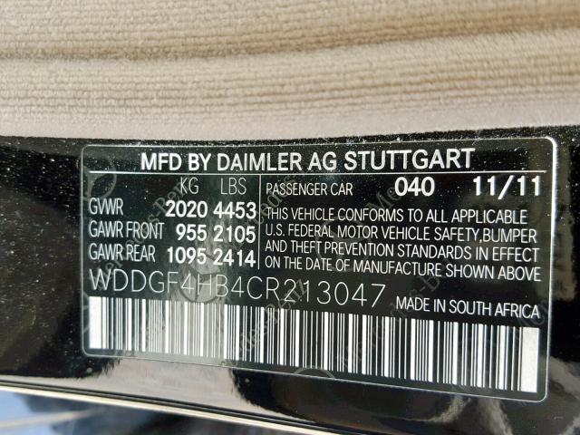 WDDGF4HB4CR213047 - 2012 MERCEDES-BENZ C 250 BLACK photo 10