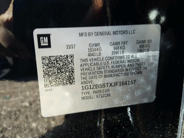 1G1ZB5STXJF164157 - 2018 CHEVROLET MALIBU LS Qara foto 10