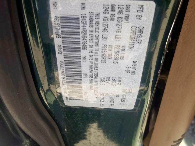 1B4GP44R2VB478486 - 1997 DODGE GRAND CARA GREEN photo 10