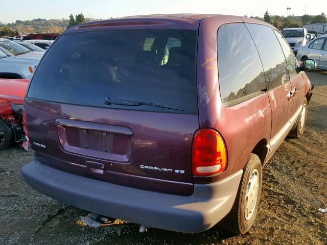 1B4GP45R8XB879543 - 1999 DODGE CARAVAN SE BURGUNDY photo 4