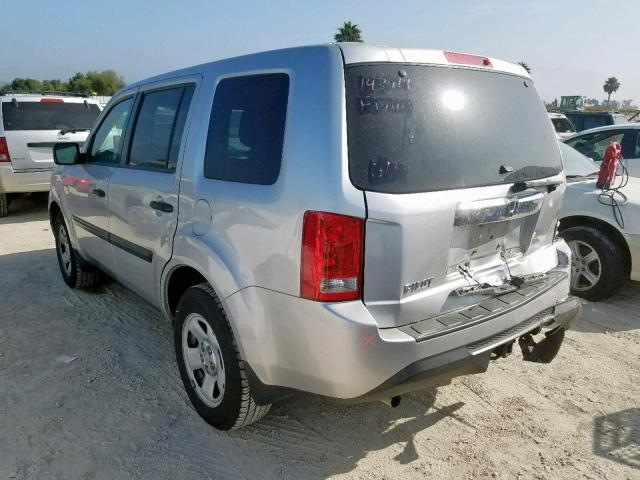 5FNYF3H27EB012745 - 2014 HONDA PILOT LX SILVER photo 3