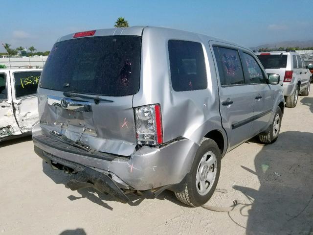 5FNYF3H27EB012745 - 2014 HONDA PILOT LX SILVER photo 4