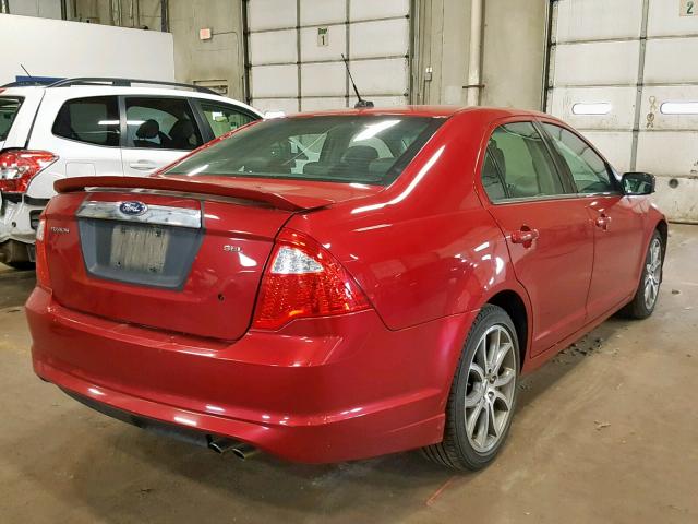 3FAHP0JA6AR344896 - 2010 FORD FUSION SEL RED photo 4