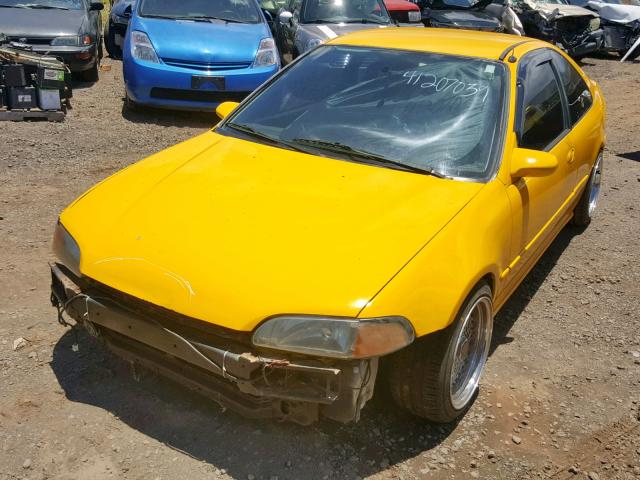 2HGEJ2126SH519665 - 1995 HONDA CIVIC DX YELLOW photo 2