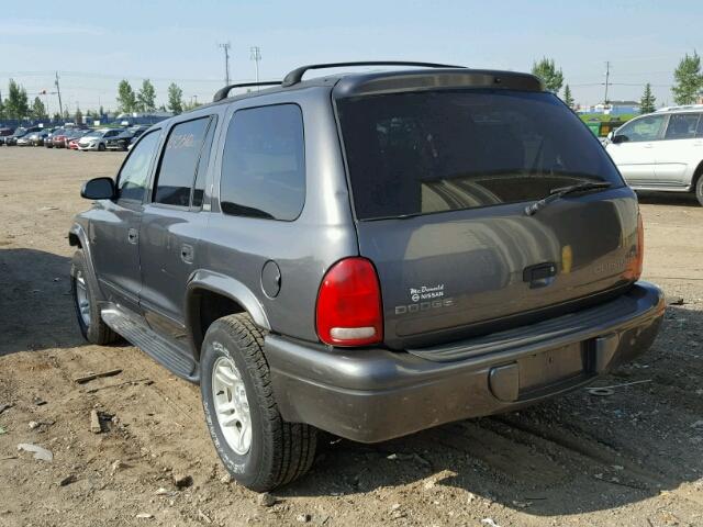 1B4HS48N32F184545 - 2002 DODGE DURANGO SL GRAY photo 3