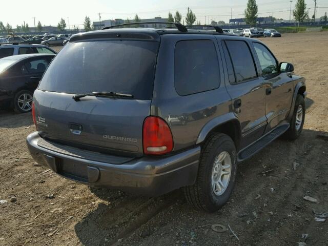 1B4HS48N32F184545 - 2002 DODGE DURANGO SL GRAY photo 4