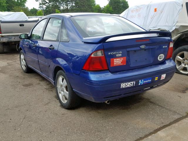 1FAFP34N35W205724 - 2005 FORD FOCUS ZX4 BLUE photo 3