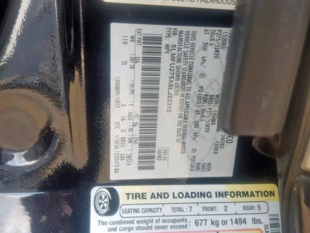 5LMFU275X8LJ22315 - 2008 LINCOLN NAVIGATOR BLACK photo 10