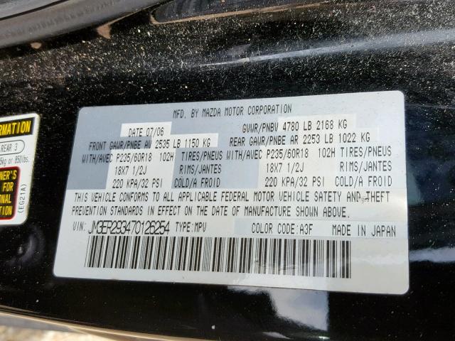 JM3ER293470126254 - 2007 MAZDA CX-7 BLACK photo 10