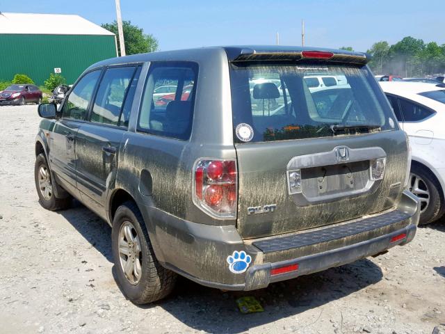 5FNYF18157B027968 - 2007 HONDA PILOT LX GREEN photo 3