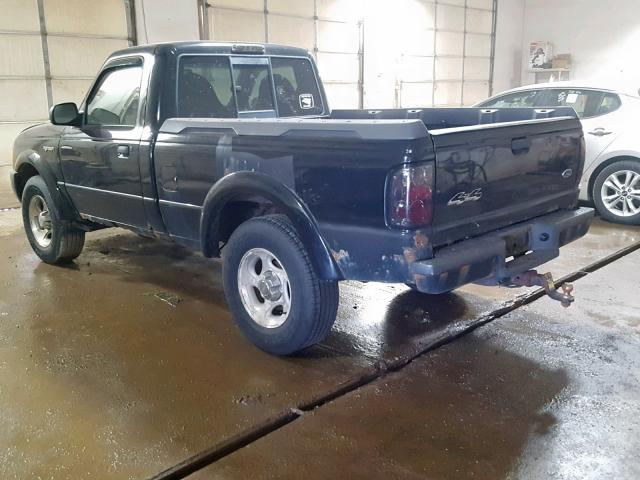 1FTYR11U43TA15488 - 2003 FORD RANGER BLACK photo 3