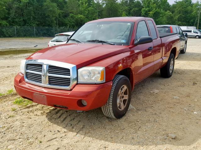 1D7HE42K37S210686 - 2007 DODGE DAKOTA SLT RED photo 2