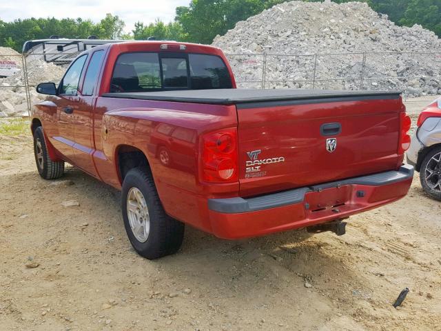 1D7HE42K37S210686 - 2007 DODGE DAKOTA SLT RED photo 3