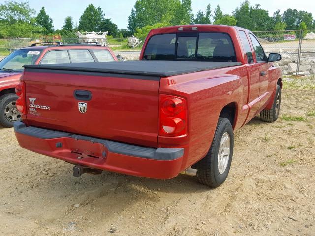 1D7HE42K37S210686 - 2007 DODGE DAKOTA SLT RED photo 4