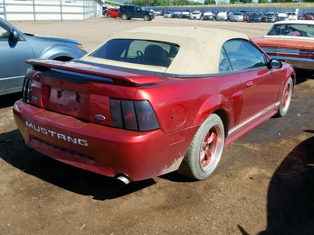 1FAFP45X43F382074 - 2003 FORD MUSTANG GT RED photo 4